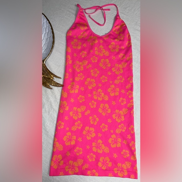 Floral swim cover bodycon halter dress - Picture 2 of 3